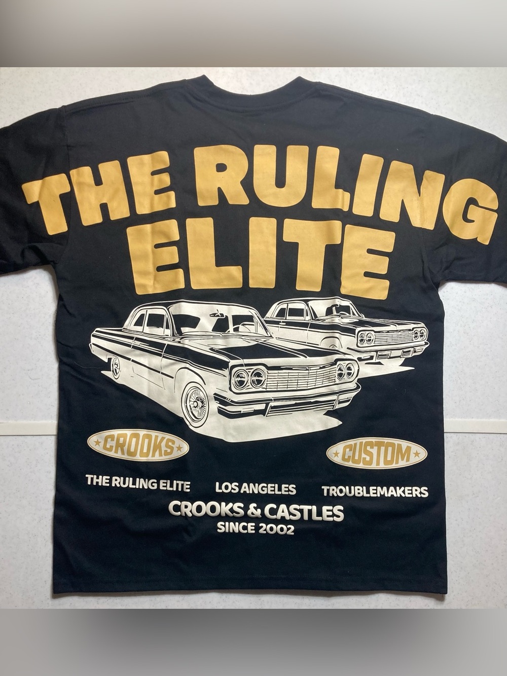 Crooks & Castles "The Ruling Elite" Black Streetwear NWT M T-Shirt Lowrider